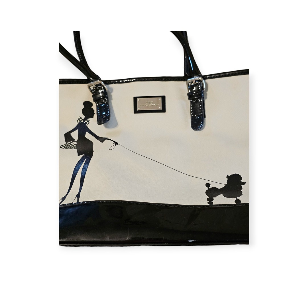 Lulu Guinness Black White Poodle Lady Tote Bag shoulder bag. Free shipping - Picture 2 of 11